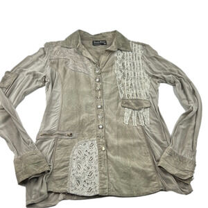 Tango Mango button down shirt blouse with unique details